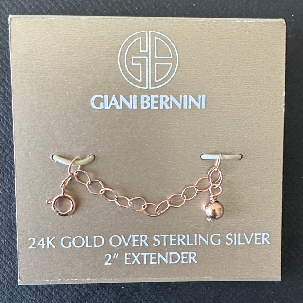 Giani Bernini 24k Rose Gold Over 925 Sterling Silver Extension Chain 2" - Picture 3 of 5